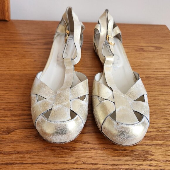 PACO GIL WONEN'S DISTRESSED GOLD LEATHER SANDALS SIZE 38.5 (7.5) MADE IN SPAIN - Picture 8 of 9